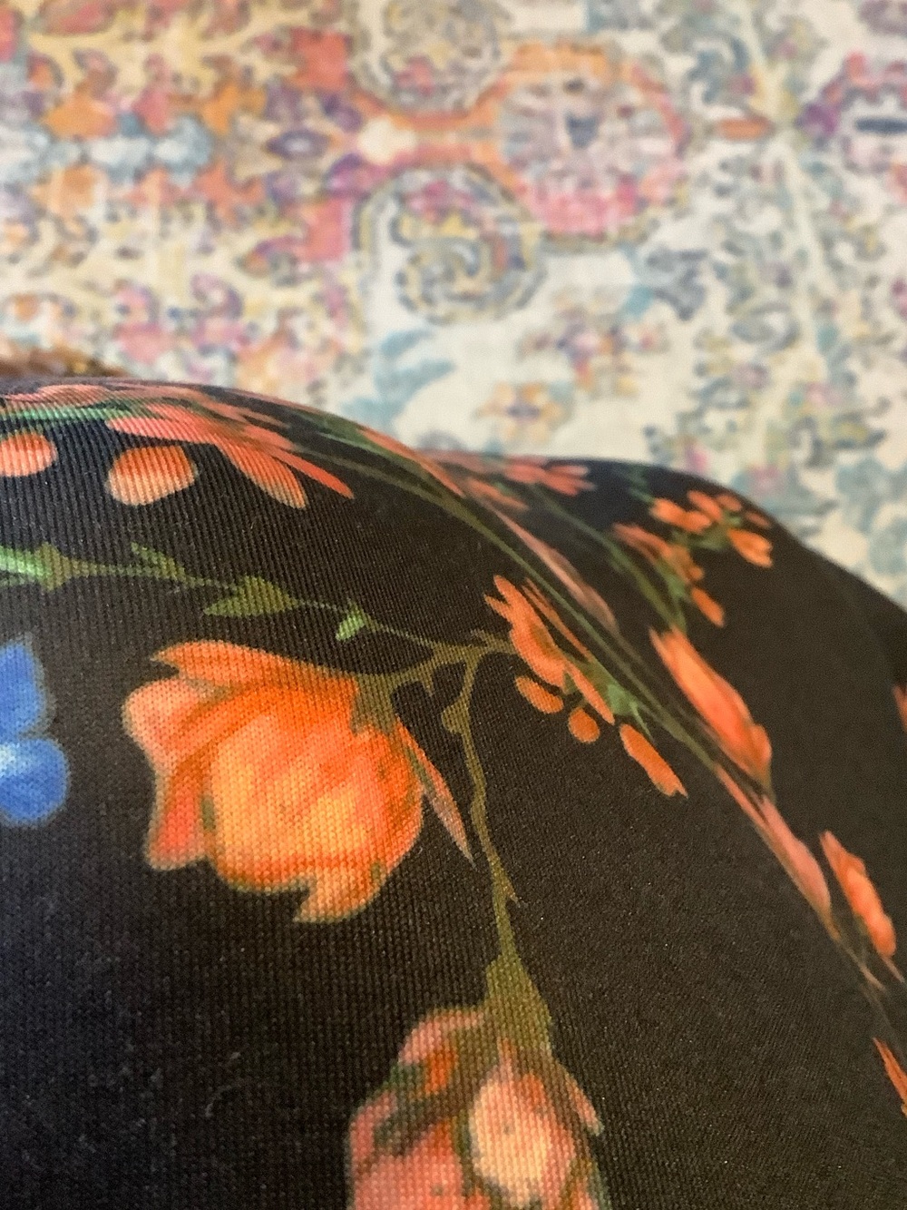 Floral Black and Orange Decorative Pillow - Home Accents